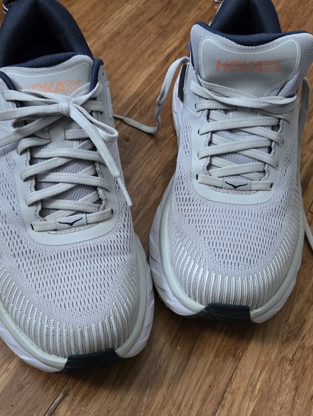 Women Hoka Light Gray Running Shoes - Picture 3 of 6